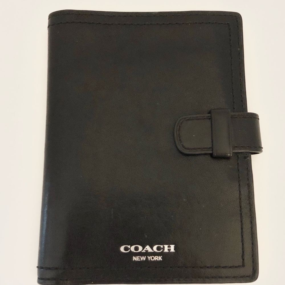 Sold - Coach Black Leather Passport Holder